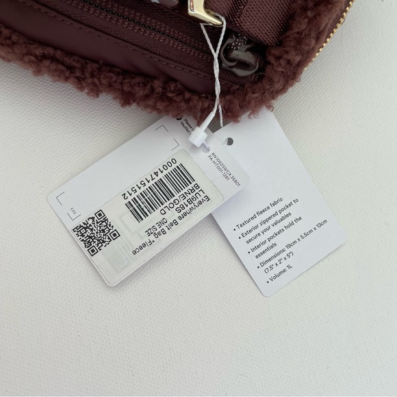 NWT Lululemon Everywhere Fleece Belt Bag 1L Brown Earth/Gold - Picture 7 of 15